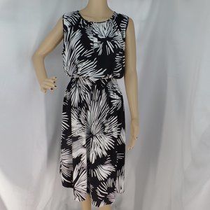 ANN TAYLOR BLACK FLORAL SUNNY STRETCH CAREER CASUAL DRESS